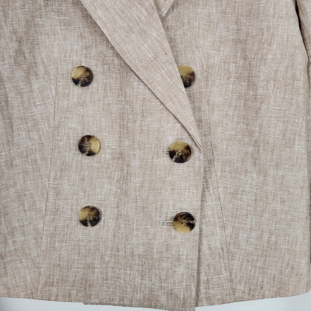 Talbots Cropped 100% Linen Blazer Neutral Flax Tan Size 12P NWT - Picture 5 of 8